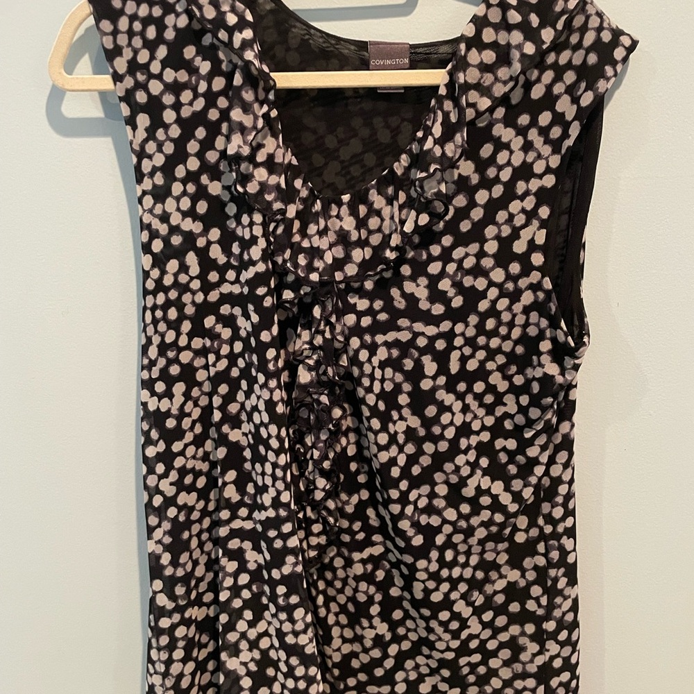 Covington Black and White Ruffle Blouse